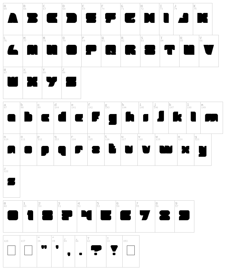 Brown Fox font map